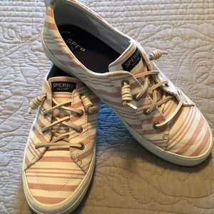 Sperry pink stripe size 10